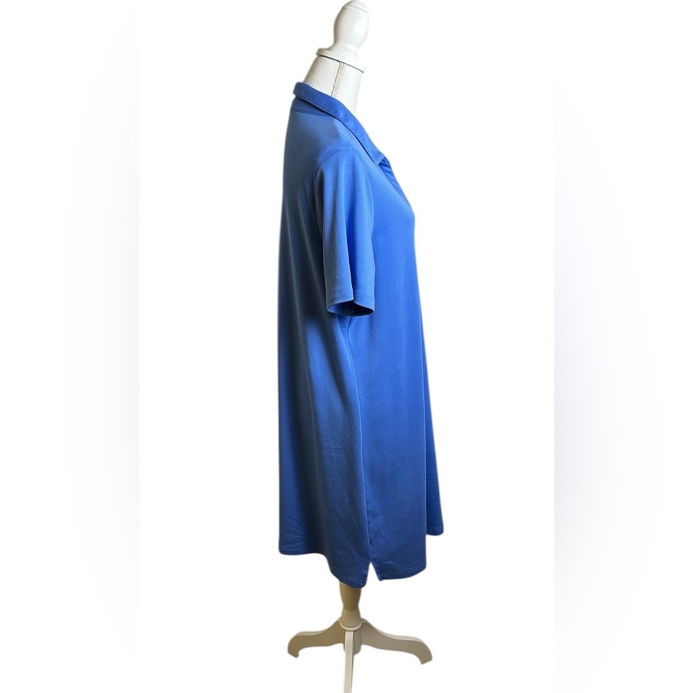 Preppie Isaac Mizrahi Live Size 1X Country Club Blue Pima Cotton Polo Dress - Picture 3 of 6